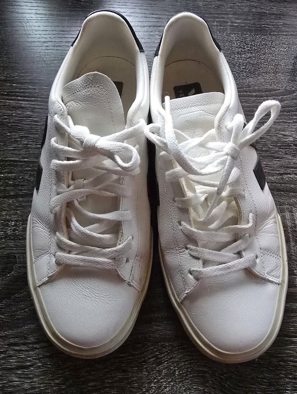Veja Campo White Leather Sneakers with Black V Logo